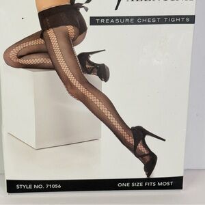 🆕 Valentina Treasure Chest Fishnet Tights Black Back Seam Ladder One Size